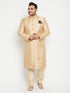 Vastramay Men's Turquoise Cotton Nehru Jacket